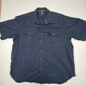 Faded Glory Men's 2XL Short Sleeve Button Down Cargo Shirt Dark Navy Blue